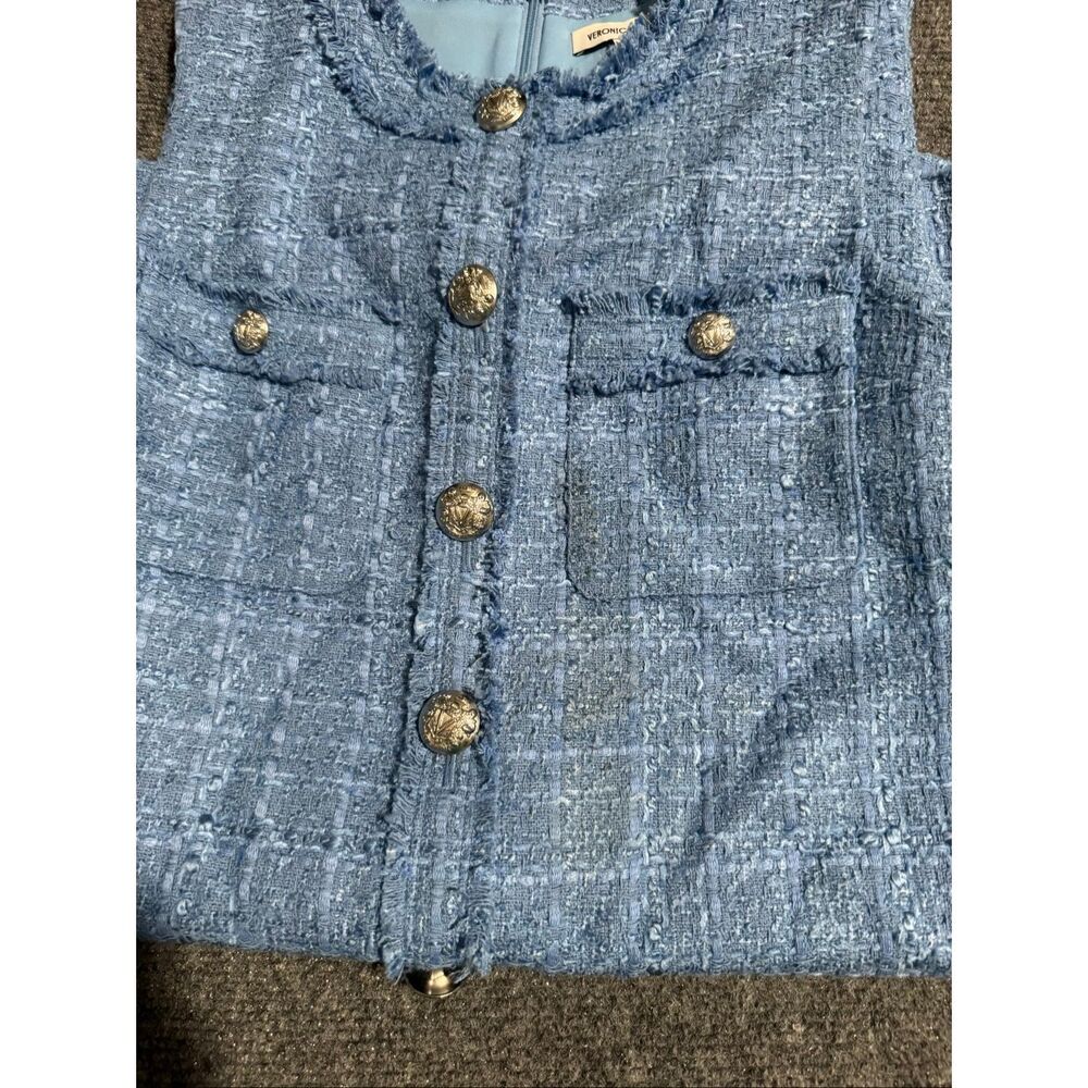 Veranica Beard Laurel Tweed mini shift dress sky blue 2 - Picture 7 of 16